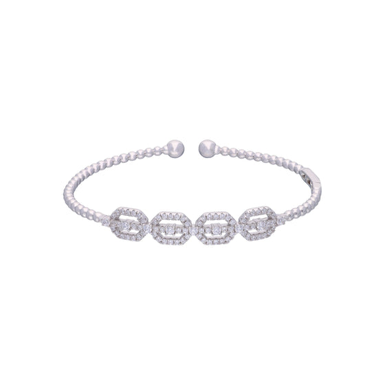 Shimmering Zirconia Sequence Silver Bangle Bracelet