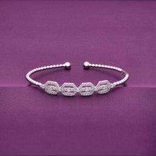  Shimmering Zirconia Sequence Silver Bangle Bracelet