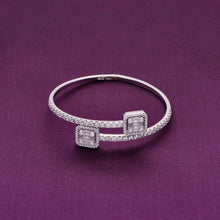  Crystal Baguettes Silver Bangle Bracelet