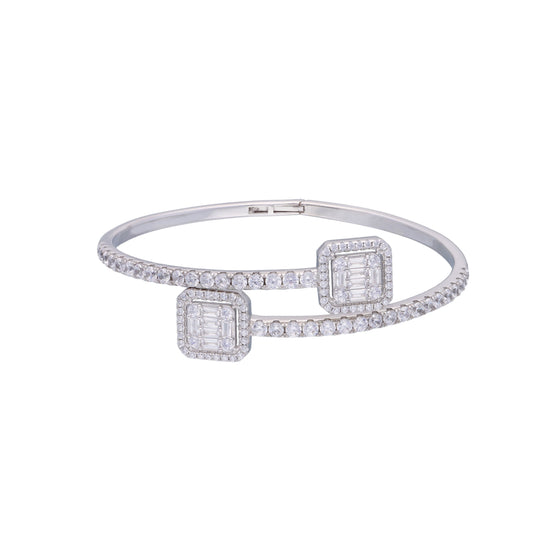 Crystal Baguettes Silver Bangle Bracelet