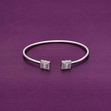  Encrusted Squares Silver Bangle Bracelet 