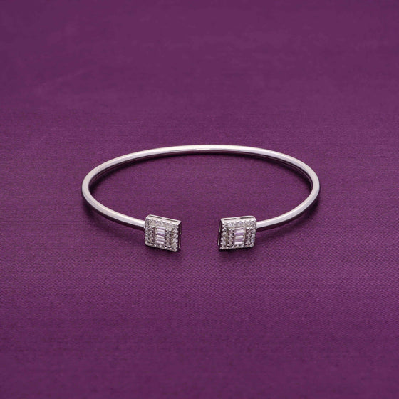 Encrusted Squares Silver Bangle Bracelet 