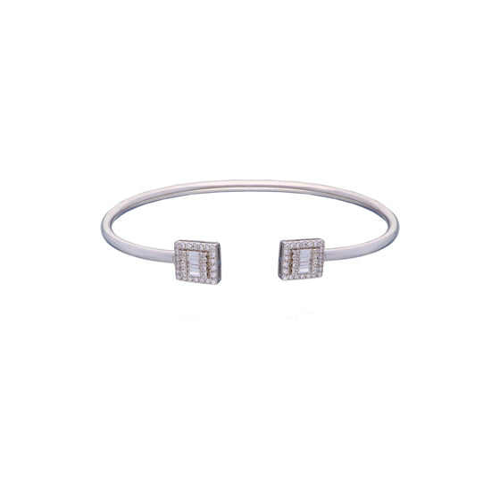 Encrusted Squares Silver Bangle Bracelet 