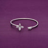Blossoming Blooms Zircon Silver Bangle Bracelet