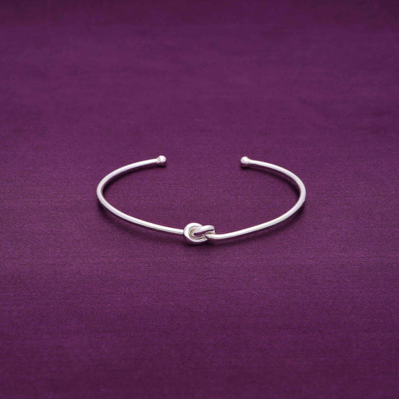 Shimmering Slipknot Silver Bangle Bracelet