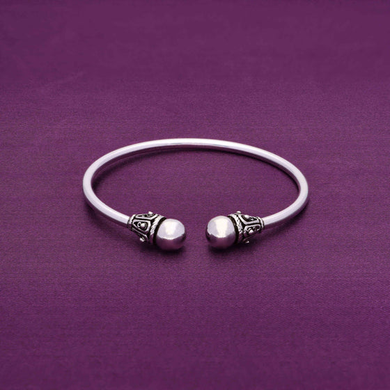 Dual Delight Silver Bangle Bracelet