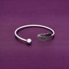 Solitaire Leaf Silver Bangle Bracelet