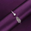 Solitaire Leaf Silver Bangle Bracelet