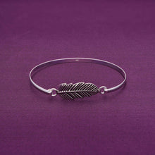  Lustred Leaf Silver Bangle Bracelet