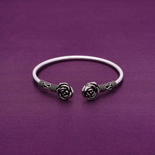  Antique Roses Oxidized Silver Bangle Bracelet