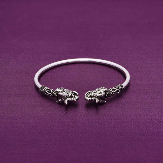 Authentic Elephants Oxidized Silver Bangle Bracelet