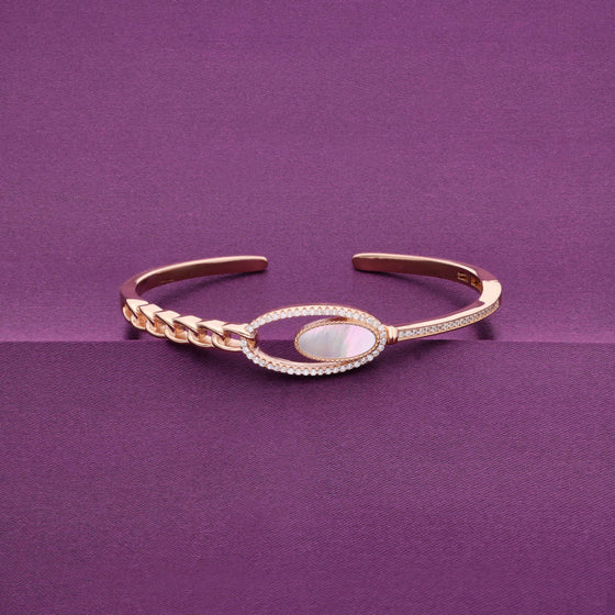 Stylish Pearly Chain Rose Gold Bangle Bracelet