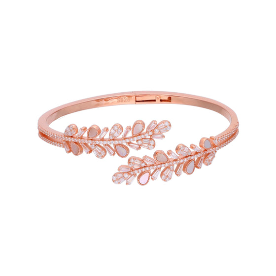 Lacy Leaves Rose Gold Bangle Bracelet