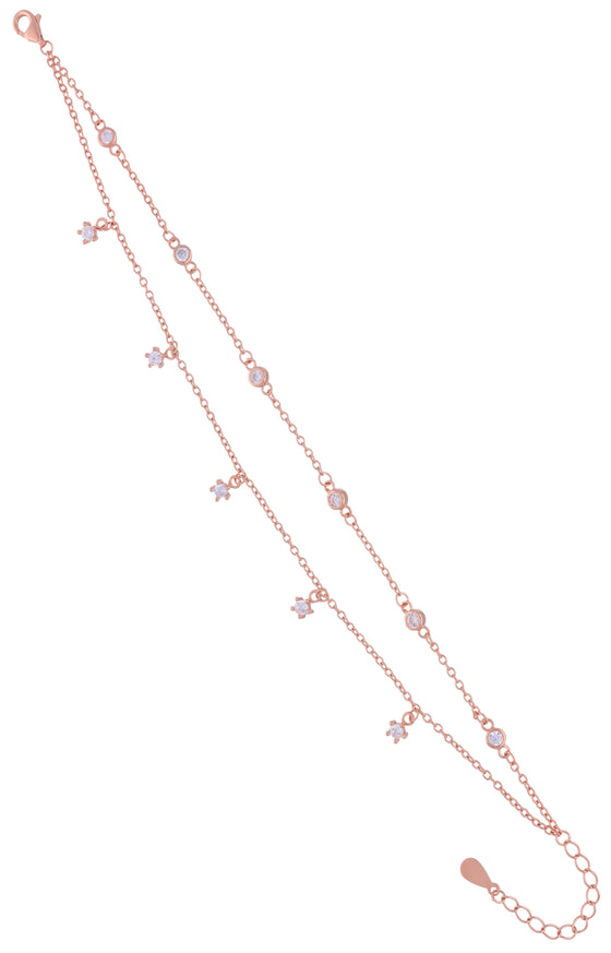 Shimmering String of Stars Silver Charm Bracelet