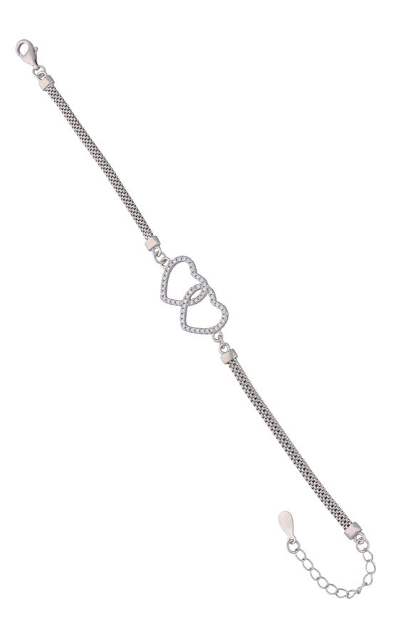 A Duet of Hearts Silver Bracelet