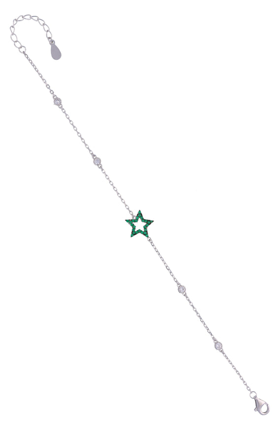 Minimal Green Star & Silver Beads Casual Bracelet