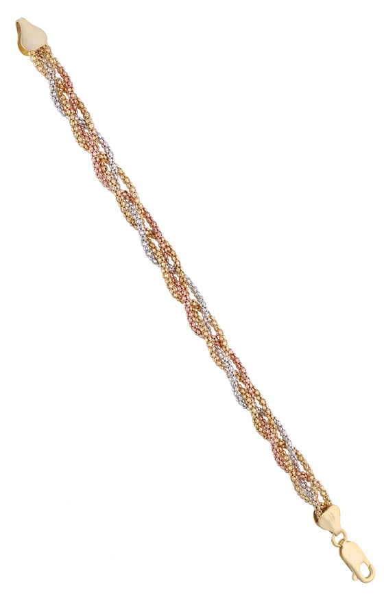 Knotted Shimmers Thick Casual Rosegold Silver And Gold Bracelet