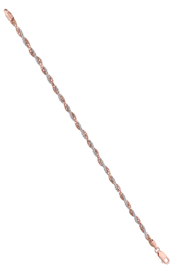 Twisted Vine Casual Rosegold And Silver Bracelet