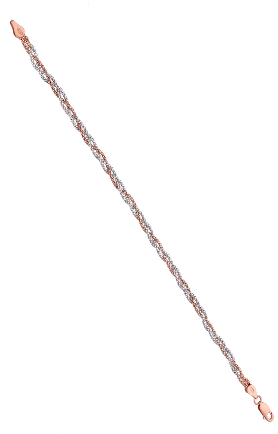 Knotted Shimmers Thin Casual Rosegold And Silver Bracelet