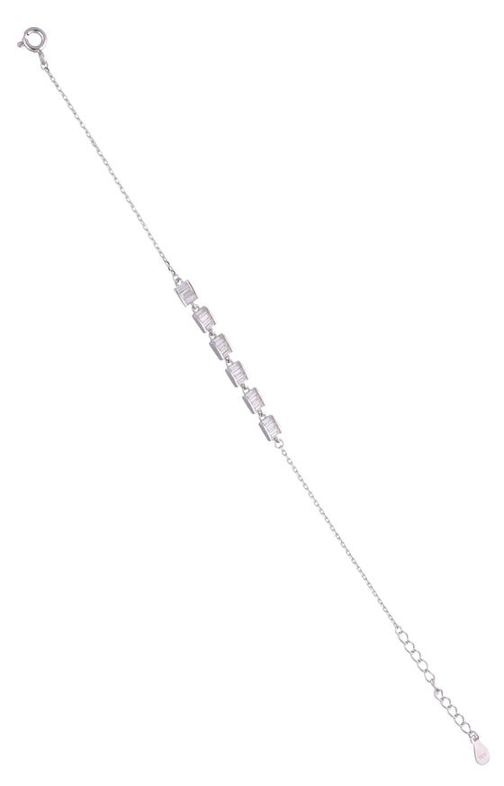 String of Baguette Silver Bracelet