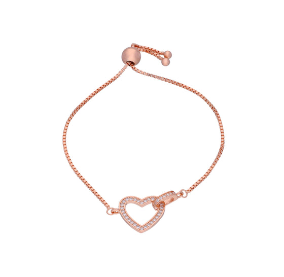 Alluring Heart Silver Link Bracelet