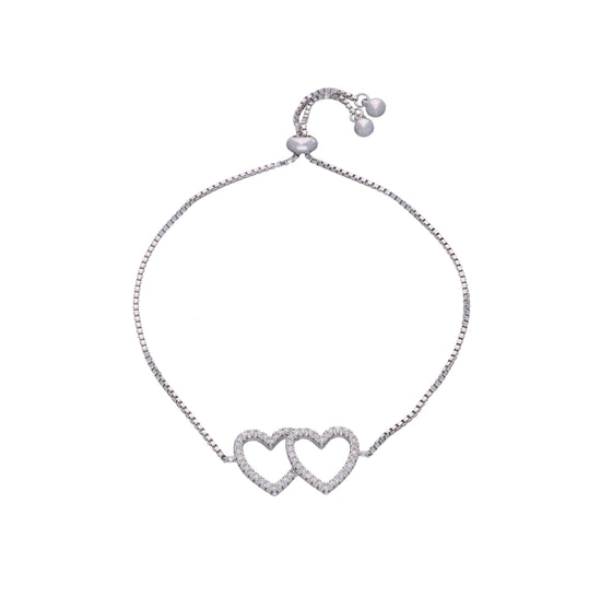 Twinning Hearts Silver Link Bracelet