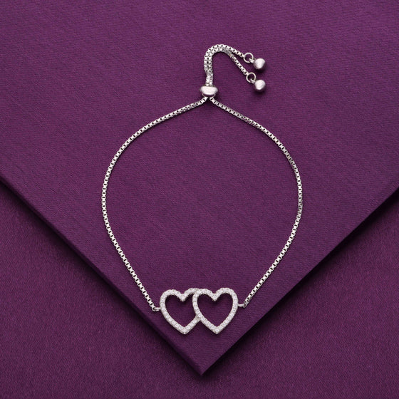 Twinning Hearts Silver Link Bracelet