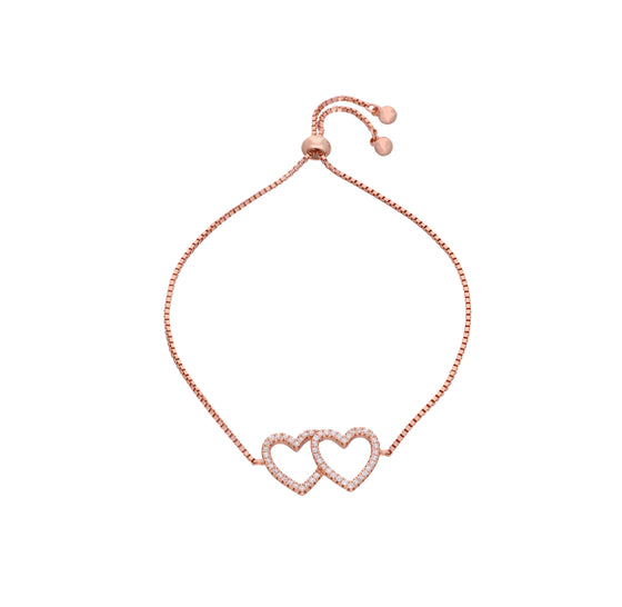 Twinning Hearts Silver Link Bracelet