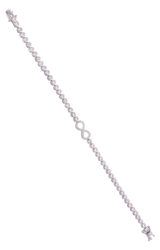 Zircon Studded Infinity Silver Tennis Bracelet
