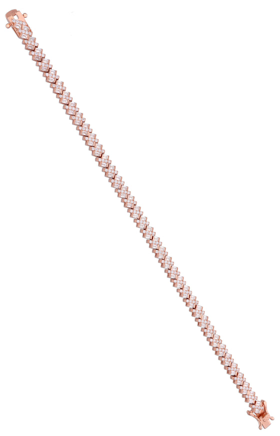 Charming Cuban Cut Zircon Silver Tennis Bracelet