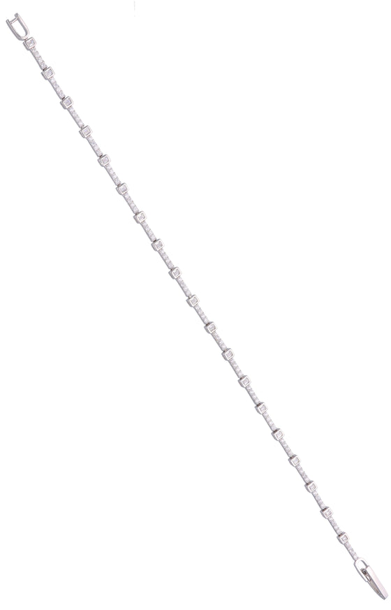 Stunning Box Cut Zircon Silver Tennis Bracelet