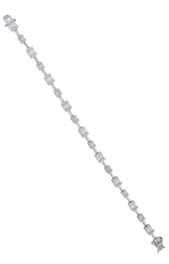Simple Rectangle Baguettes Silver Tennis Bracelet