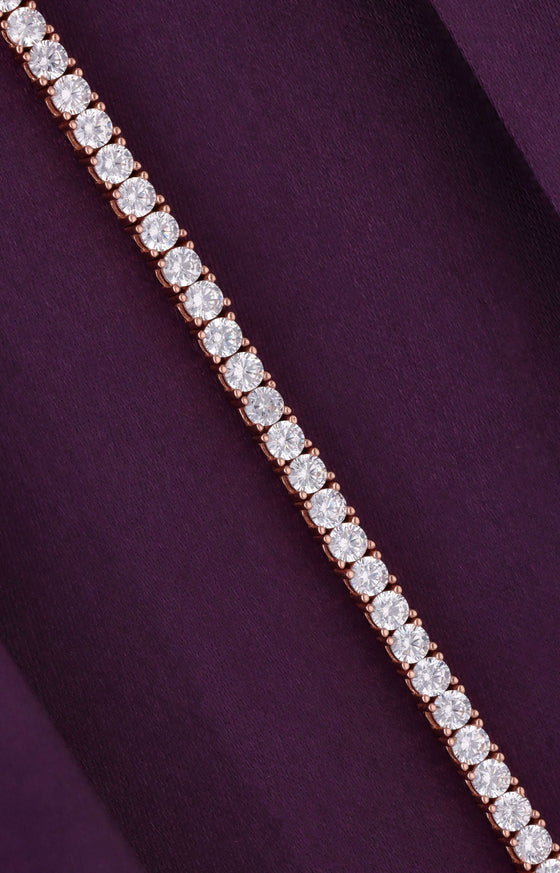 Elegant Fold-over Clasp Solitaire Tennis Bracelet