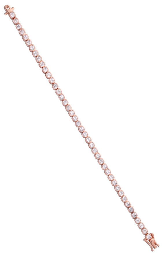 String of Small Squares Zircon Silver Tennis Bracelet