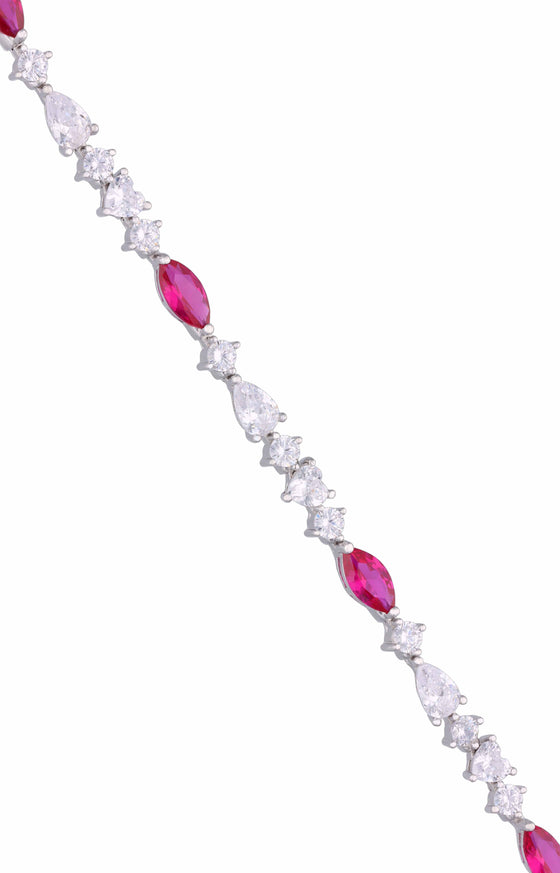 Crystal Hearts Silver Tennis Bracelet