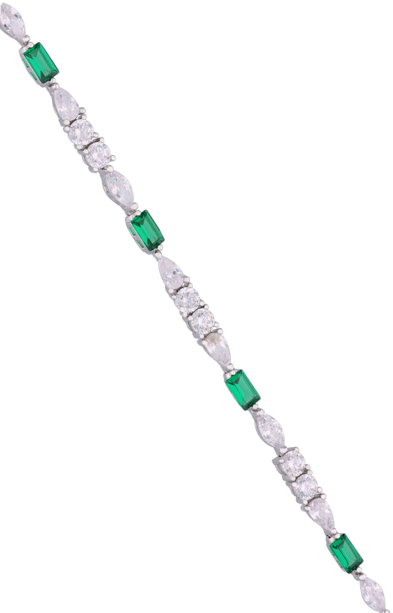 Elegant Multi Crystals Silver Tennis Bracelet