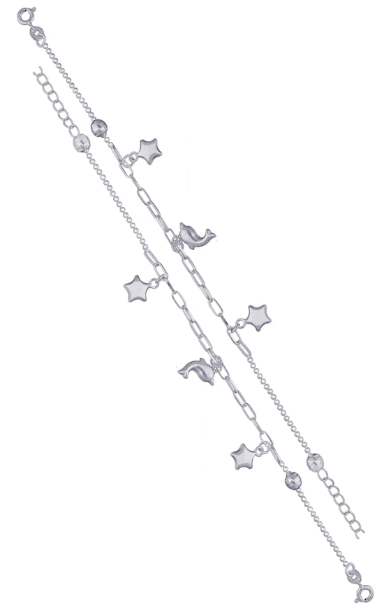 Dolphin Starry Children Silver Anklet