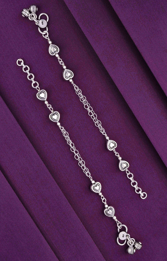 Hearts Strung Children Silver Anklet