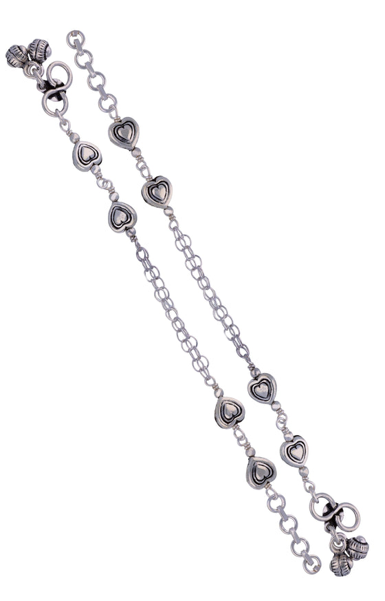 Hearts Strung Children Silver Anklet