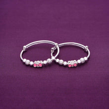  Pretty Pink Bow Silver Children Bracelet