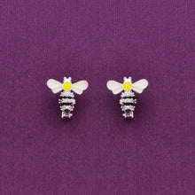  Happy Honeybee Zircon Studded Silver Children Earrings