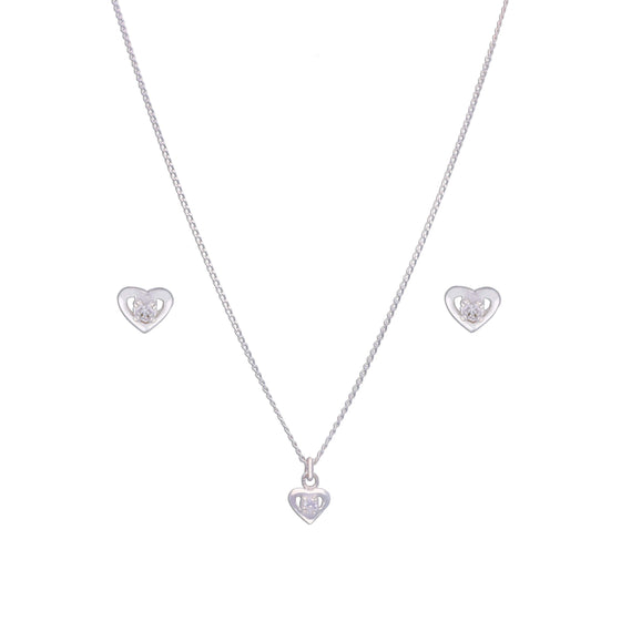 Shimmering Hearts Silver Pendant & Earring Set