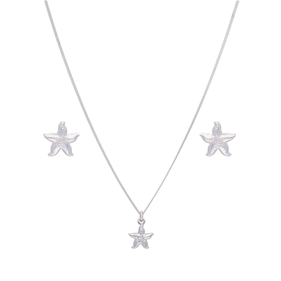 Jolly Starfish Silver Pendant & Earring Set