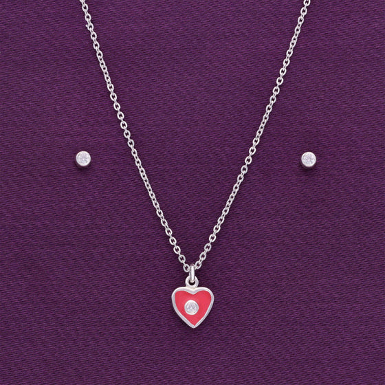 Crystal Heartbeat Silver Pendant & Earring Set