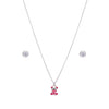 Pink Teddy Silver Pendant & Earring Set