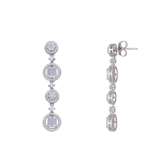 Circled Succession Dangler Silver Earrings