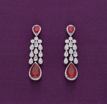  Ravishing Pink & White Teardrops Silver Dangler Earrings