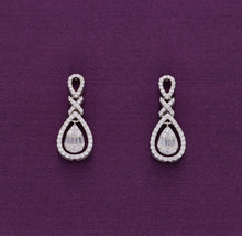  Classic Crystal Drops Dangler Silver Earrings