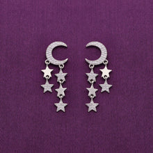  Luna Stars Dangler Silver Earrings