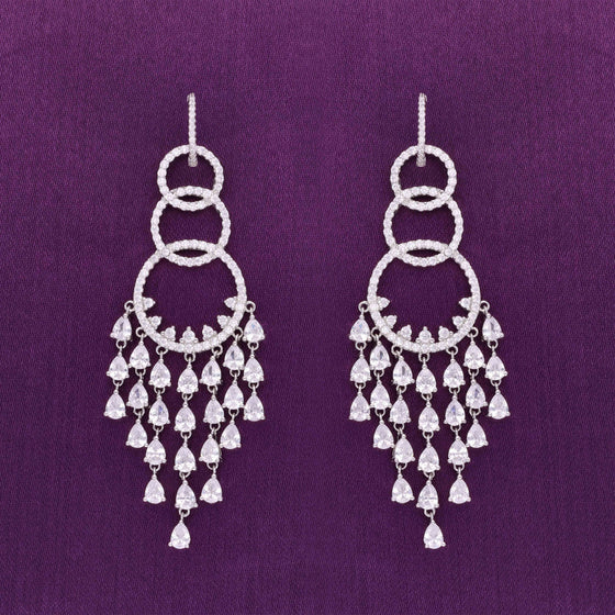 Dazzling Drops & Hoops Dangler Silver Earrings